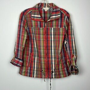 Christopher & Banks medium plaid zipper front cotton jacket